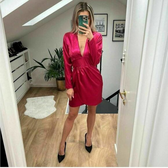 Zara Pink Fuchsia Dress Size Medium - Picture 2 of 15